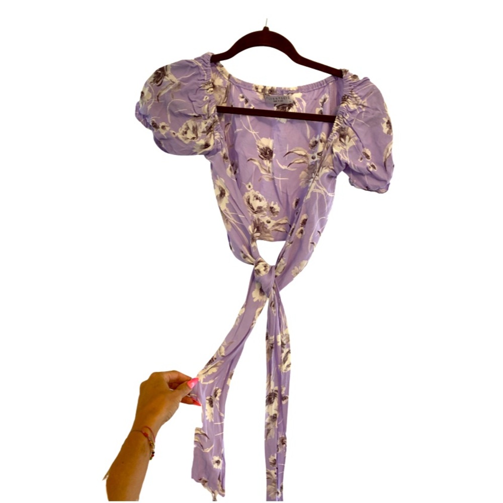 2 piece lavender wrap top and skirt